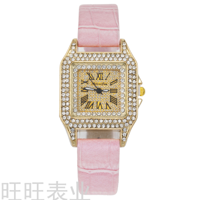 2021 New Diamond Luxury Roman Literal Belt Watch Square Dial Fashion Domestic Women's Wrist Watch