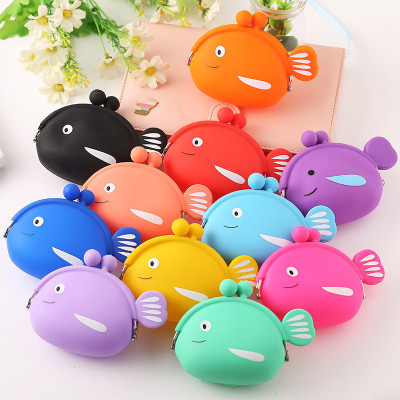 Factory Wholesale Silicone Fish Coin Purse Silicone Wallet Cute Fish Silicone Bag Coin Purse Customization