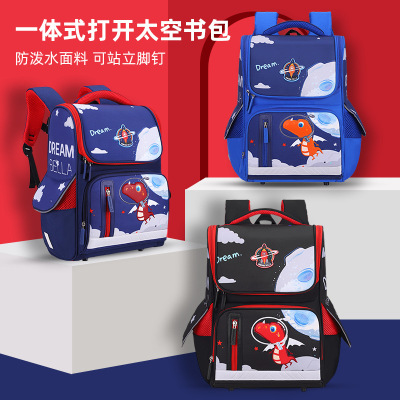 2021 New Primary School Student Schoolbag Integrated Astronaut Bag Dinosaur Children Backpack Portable Burden Alleviation-12 Years Old