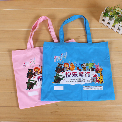 Colorful Canvas Bag Training School Student Book Bag Schoolbag Cotton Bag Pure Cotton Cartoon Blue Cotton Canvas Bag Customized