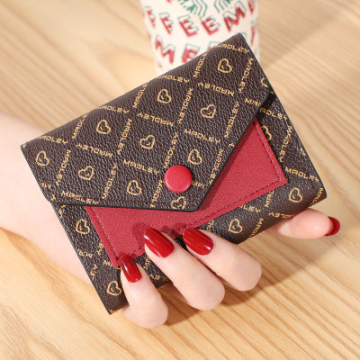 Ladies' Purse Small Three Fold Short Stitching Leather Bag Clutch Multi-Functional Multi-Card-Slot Card Holder Wallet