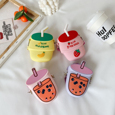 Children's Bag 2021 Summer New Mini Cute Milk Tea Silicone Bag Boys and Girls Shoulder Messenger Bag Coin Purse