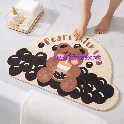 New Semicircle Velvet Printing Pad Cotton Special-Shaped Mat Cloud Floor Mat New Foot Mat Cashmere-like Mat Non-Slip Mat