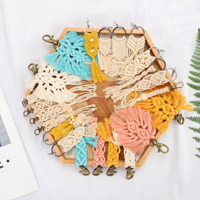 INS Style Colorful Cotton Tassel Woven Small Pendant Bag Decoration Accessories Cotton String Woven Keychain