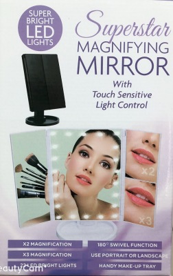 Led Make-up Mirror Europe and America Cross Border E-Commerce Hot Selling Led Desktop Trifold Mirror Storage Organizer Beauty Luminous Mirror