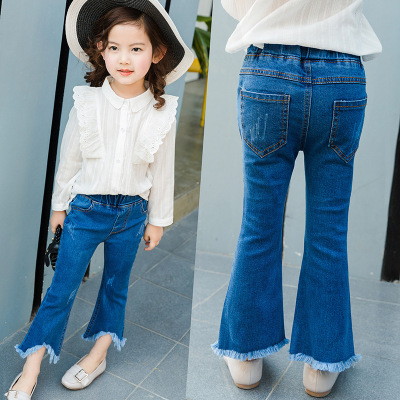 Girls Flared Pants 2021 Spring and Autumn New Children's Clothing Version Children's Jeans Slim Korean Girl Pants Summer Western Style