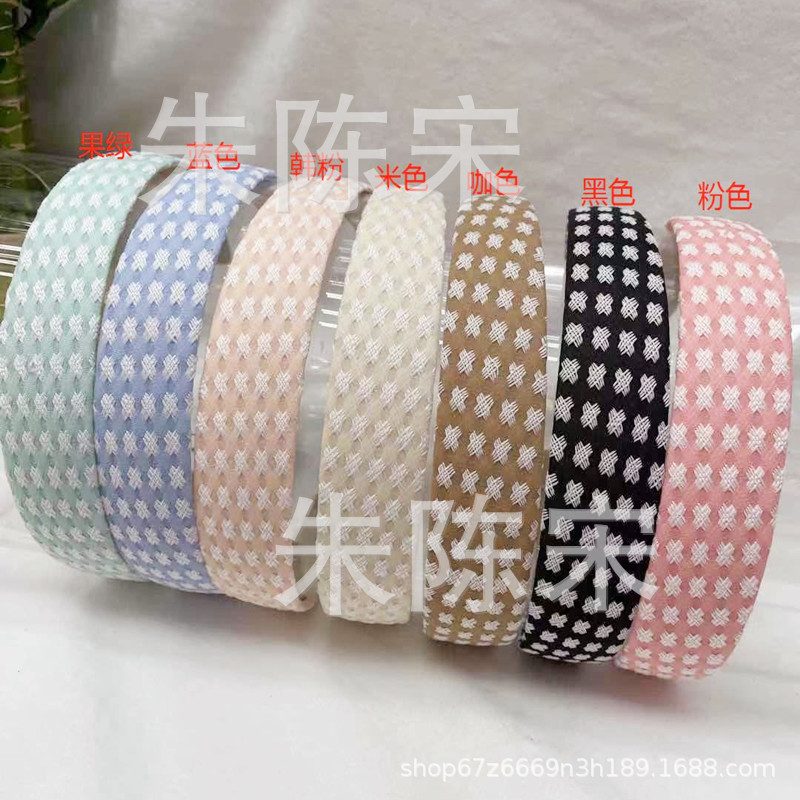 厂家直销简约格子发箍十字格发箍复古简约出行百搭发饰DIY头饰