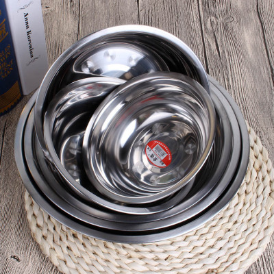 Wholesale Stainless Steel Soup Plate Thick with Magnetic Reverse Side Basin Dish Dish Egg Beating Bowl 2 Yuan Wholesale