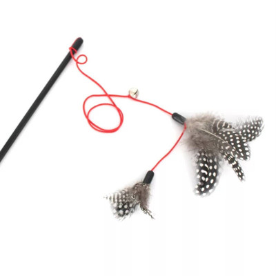 New Cat Teaser Red Rope Ling Pan Feather Cat Funny Stick Fishing Cat Artifact Interactive Cat Toy Feather Cat Teaser