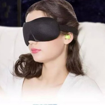 3D Eye Mask Aviation Lunch Break Simple Black Sleep Man's and Woman's Sleeping Personality Eye Shield