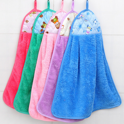 Kitchen Cleaning Hanging Coral Fleece Hand Towel Extra Thick No Hair Shedding Oil-Free Rag Dishcloth Wipping Towel