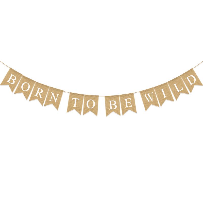 baby shower party decoration fishtail flag year old born to be wild linen swallowtail pull flag