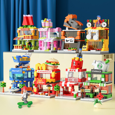 Blocks Educational Children's Toys Building Blocks Mini Building City Snack Street Series Boys and Girls Agency Gifts