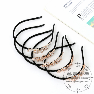 Internet Celebrity Minimalist Rhinestone Headband Women's All-Match Outing Headband Hair Fixer Bundle Hairpin Fairy Girl Mori Style Korean Hair Band Hair Ring