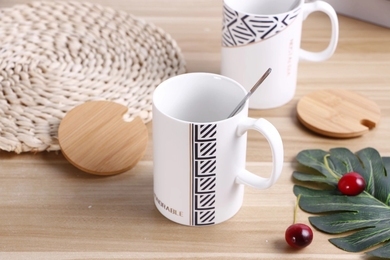 Simple Geometric Leisure Cup Internet Celebrity Live Broadcast Popular Ceramic Cup Gift Cup Teacup Water Cup with Cover