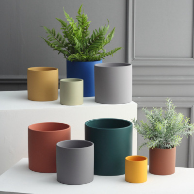 Nordic Ins Simple Ceramic Flower Pot Morandi Style Succulents Flower Pot Modern and Unique Green Radish Rose Palette