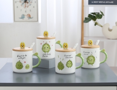 Creative Durian Ceramic Cup Internet Celebrity Live Broadcast Popular Ceramic Cup Gift Cup Teacup Water Cup Cup with Cover