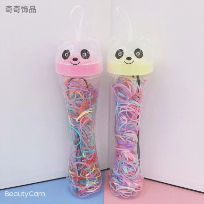 Japanese Korean Cartoon Girl Children's Candy Color Hair Rope Barrel Disposable Rubber Band Baby Hair Ring Color Rubber Band Female