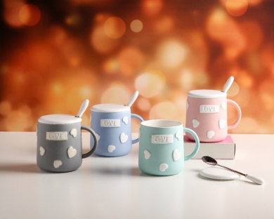Love Relief Ceramic Cup Internet Celebrity Live Hot Ceramic Cup Gift Cup Teacup Water Cup with Cover