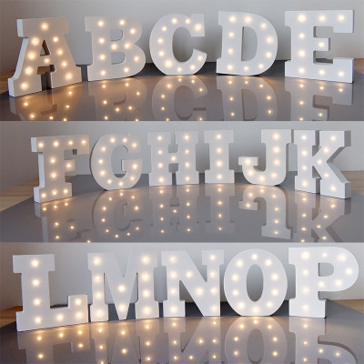 Hot selling White wooden led letter decoration lamp light we