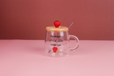 Creative Strawberry Borosilicate Cup Internet Celebrity Live Broadcast Hot Gift Cup Teacup Water Cup Cup with Cover
