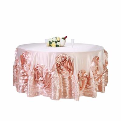 Wholesale High Quality Big Rosette flower taffeta table clot