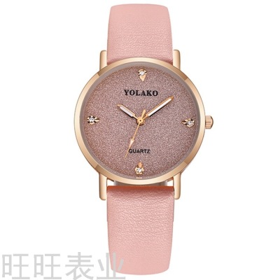 New Luxury Simple Women's Quartz Wrist Watch Fashion Rhinestone Women's Leather Watch Strap Hot Wholesale Cross-Border