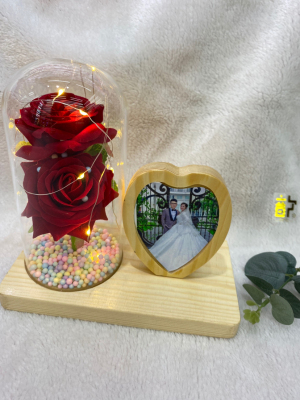 2 Roses Flannel Flowers Photo Frame Artificial Flower Photo Frame Decoration Home Furnishings Ornaments