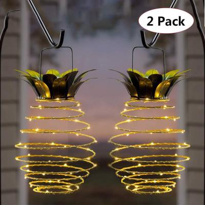 Hot Solar Pineapple Lamp Iron Lantern Led Copper Wire Lighting Chain Outdoor Waterproof Garden Decorative Lamp