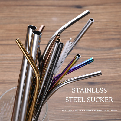 Direct Sales Food Grade 304 Stainless Steel Straw Package Children Adult 316 Stainless Steel Color Metal Straw