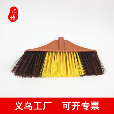 Yiwu Factory Africa Hot Sale Large Size Broom Head Plastic Coffee Color High Stretch Yarn Broom Head with Wooden Pole 9006