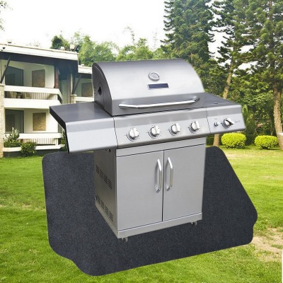Factory in Stock Black Barbecue Mat Non-Woven Oven Mat BBQ Outdoor Oil-Proof Environment Protection Barbecue Mat