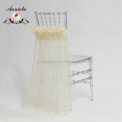 Fancy ivory swirl organza with mesh wedding chair sashes