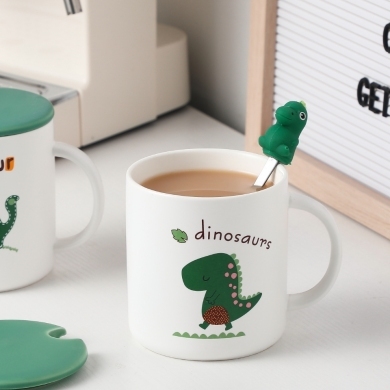 Little Dinosaur Creative Personality Ceramic Cup Internet Celebrity Live Hot Ceramic Cup Gift Cup Teacup Water Cup with Cover