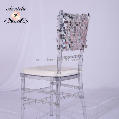 Popular wholesale silver sequin chair cover for wedding deco