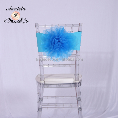 Popular sale organza flower wedding chair sashes with spande