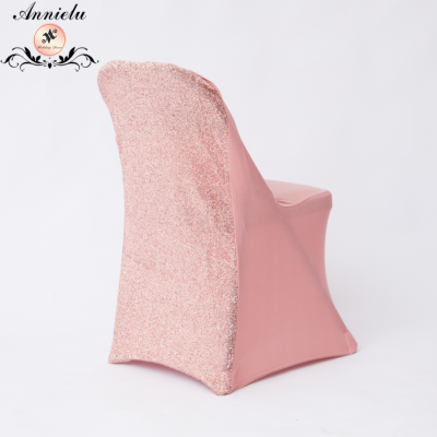 Hot sale folding spandex chair cover with sequin embroidery 