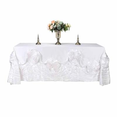 Wholesale High Quality Big Rosette flower taffeta table clot