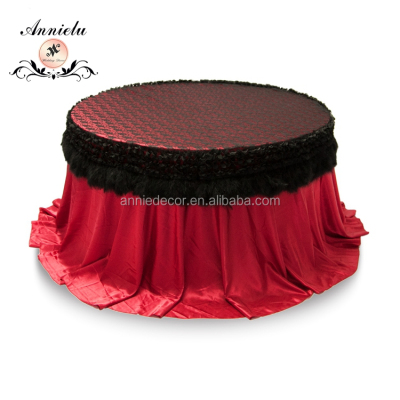 New style black and red flower embroidered lace wedding tabl