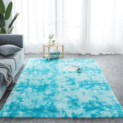 Printing Tie-Dyed Carpet Factory Wholesale Gradient Color Silk Wool Pvvelvet Living Room Study Bedside Bedroom Carpet Floor Mat