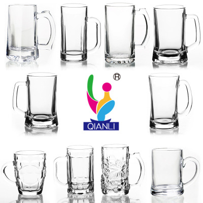 Qianli Beer Glass Glass with Handle Large Capacity Beer Mug Hotel Juice Pineapple Cup Custom Logo Wholesale