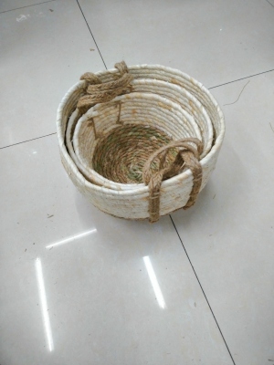 Corn Husk Woven Storage Basket