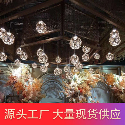 2020 New Wedding Props Luminous Crystal SUNFLOWER Stage Decoration Background Chandelier