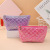 SOURCE Supply Portable Pu Cosmetic Bag Pu Embroidered Plaid Portable Storage Bag Color Laser Toiletries Lipstick