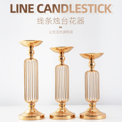 European-Style Simple Line Candlestick Wrought Iron Candlestick Hotel Home Store Furnishings Decoration