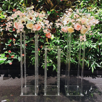 Cross-Border Hot Acrylic Wedding Flower Stand round and Square Wedding Table Ornaments Flower Stand Stage Window Layout