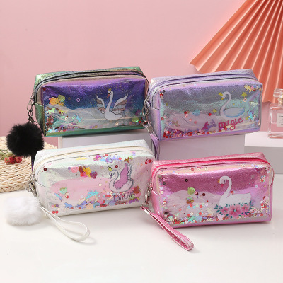 Factory Direct Sales Sequin Ins Style Storage Bag Portable Business Trip Cosmetic Bag Bag Women's Large Capacity Travel Cosmetic Bag