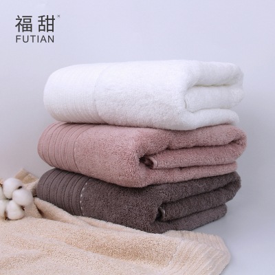 Futian-Factory Direct Sales Pure Cotton Simple Plain Thick Bath Towel Absorbent Business Gift Bath Towel in Stock