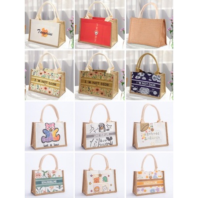 [Spot] Muji MUJI Jute Bag Folding Shopping Bag Japanese Style Hand Bag Xiaohongshu Same Style