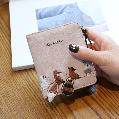 2021 New Ins Wallet Female Short Student Korean Style Cute Refreshing Folding Mini Fashion Personal Coin Purse